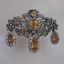 Eighteenth Century Topaz and Rock Crystal broach with matching earrings
